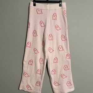 Cupcakes & Cashmere Pink Cozy Knit Ghost-Pattern Pajama Bottoms Medium BNWT